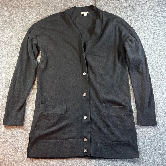 Gap Thin Black Cardigan Merino Wool Size Small Cozy Goth Officewear Button Up - Picture 1 of 11